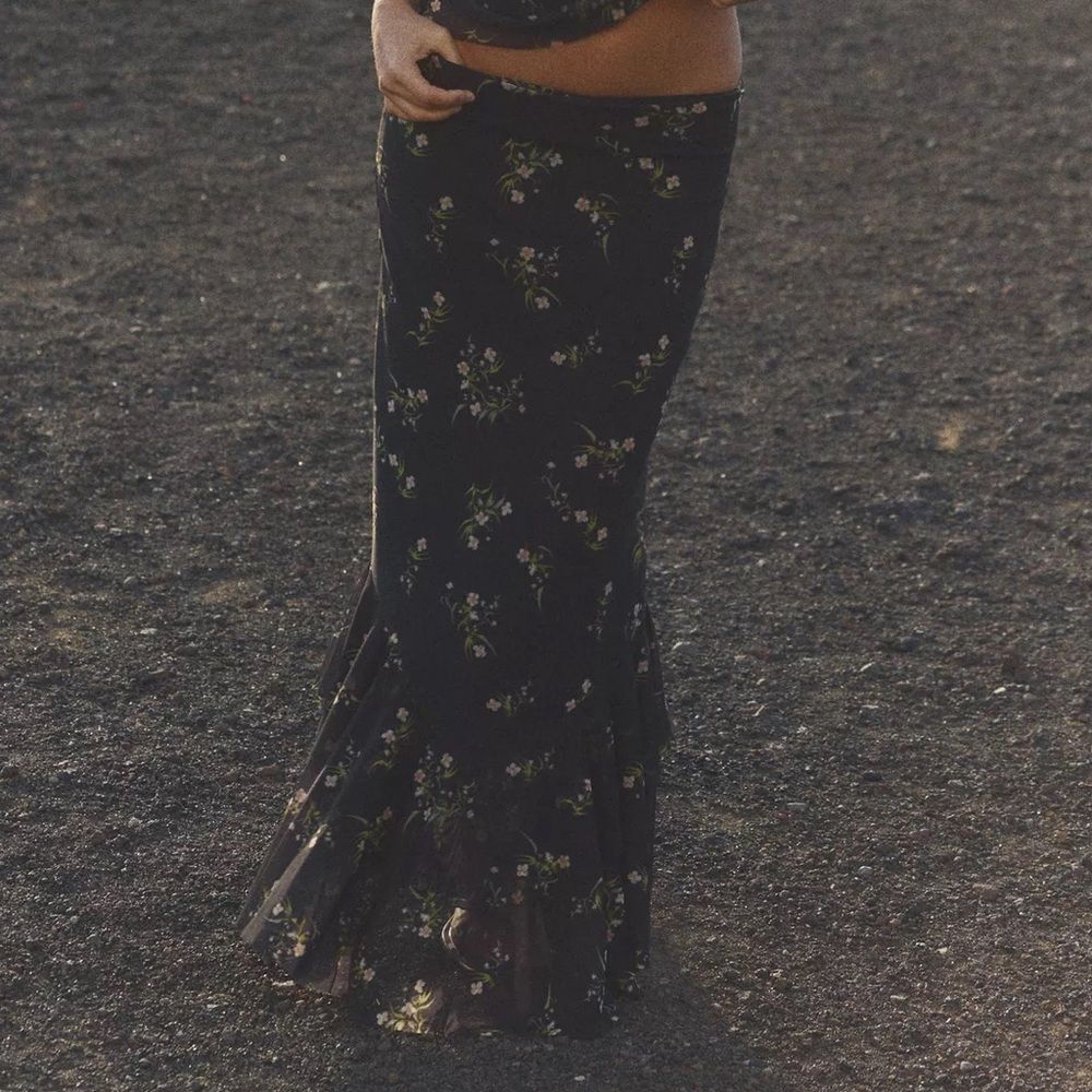 ZARA PRINTED TULLE RUFFLE SKIRT - Picture 6 of 9